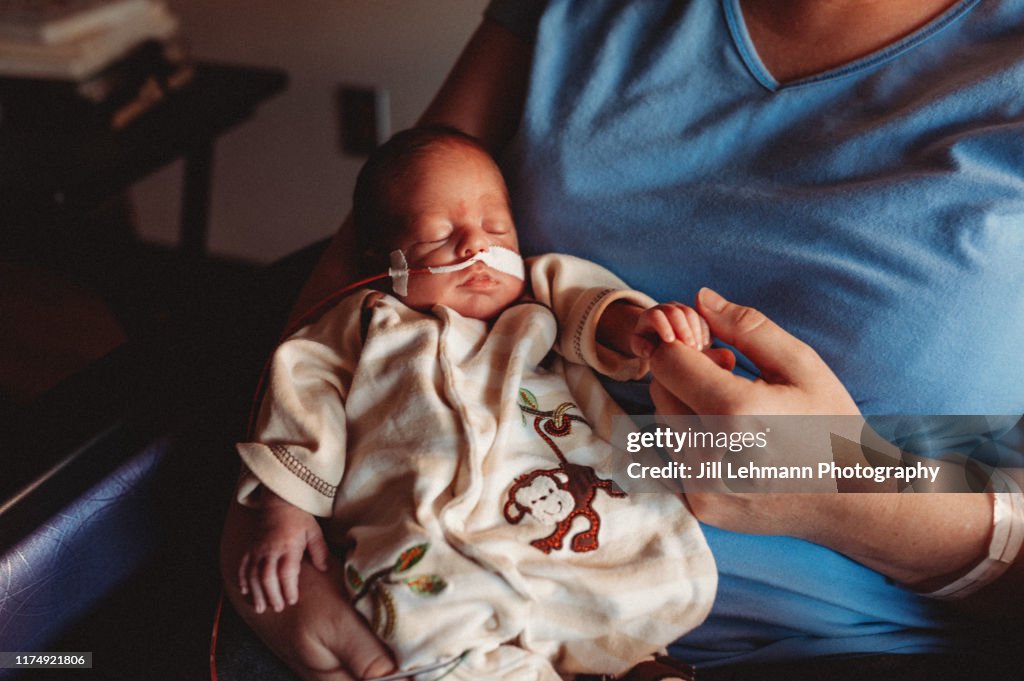 29 Week Premature Baby Is Held with Mother in Hospital in the NICU