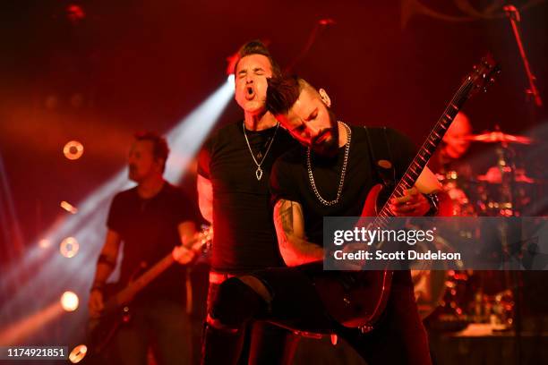 Singer Scott Stapp , founding member of Creed, performs onstage during the "Space Between the Shadows" album tour at The Canyon Club on September 14,...