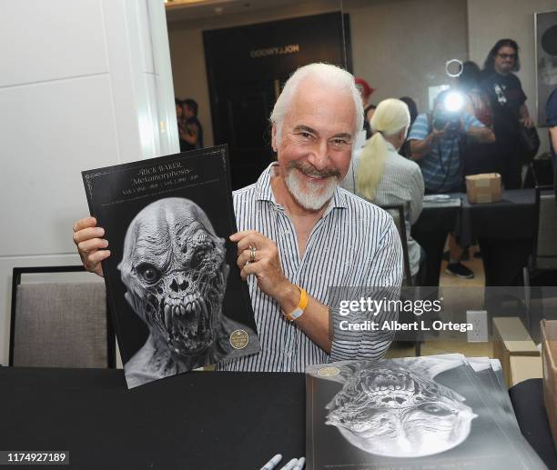 Rick Baker signs autographs during The Son Of Monsterpalooza Convention at The Marriott Burbank Convention Center on September 14, 2019 in Burbank,...