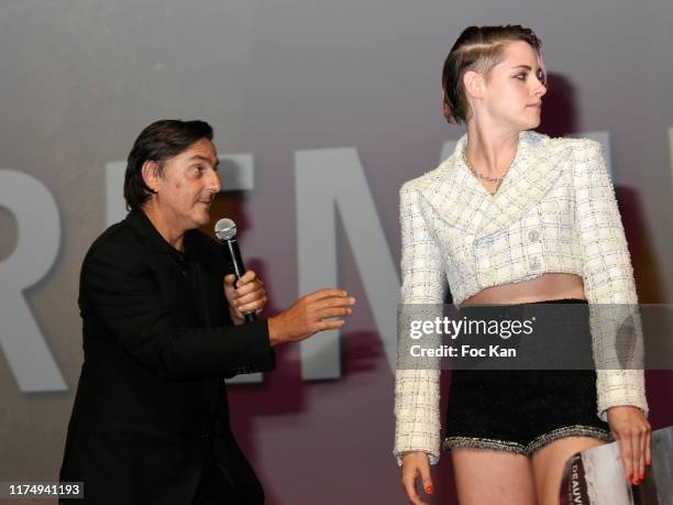 Kristen Stewart and Yvan Attal attend the Tribute to Kristen Stewart during the 45th Deauville American Film Festival on September 13, 2019 in...