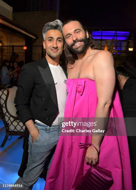Tan France and Jonathan Van Ness attend the 2019 Netflix Creative Arts Emmy After Party at Hotel Figueroa on September 15, 2019 in Los Angeles,...