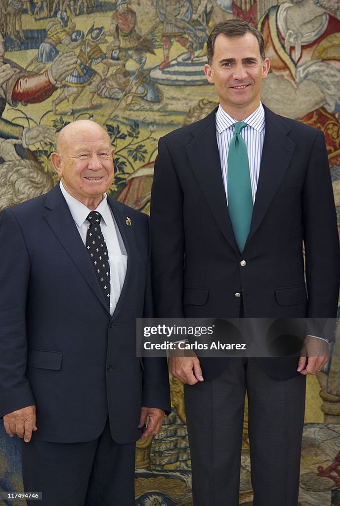 Prince Felipe of Spain Meets Mr. Alexei Leonov at zarzuela Palace