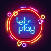 Round Colorful Neon Let's Play Sign