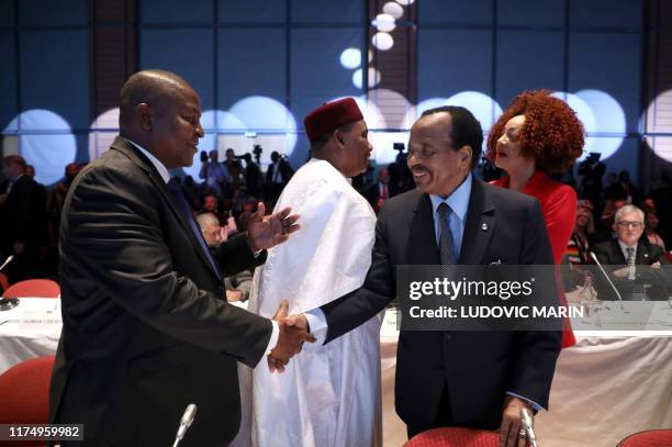 Central African Republic president Faustin-Archange Touadera, Niger president Mahamadou Issoufou, Cameroun president Paul Biya and his wife Chantal...