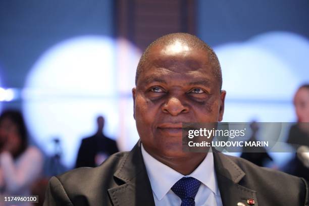 Central African Republic president Faustin-Archange Touadera attends the second day of the conference of Global Fund to Fight AIDS, tuberculosis and...