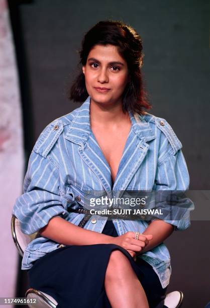 Actress Shreya Dhanwanthary attends a press conference for Amazon original series "The Family Man" in Mumbai on September 17, 2019.
