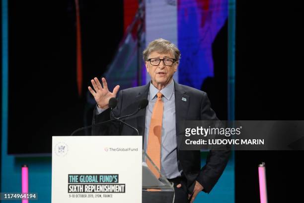 Microsoft founder, Co-Chairman of the Bill & Melinda Gates Foundation, Bill Gates delivers a speech at the conference of Global Fund to Fight HIV,...