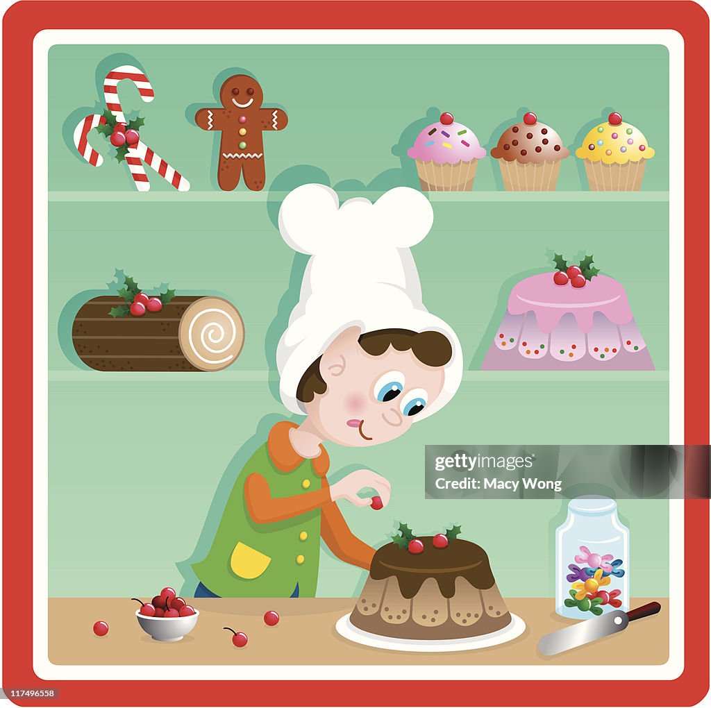 Cute Christmas toy factory baker elf