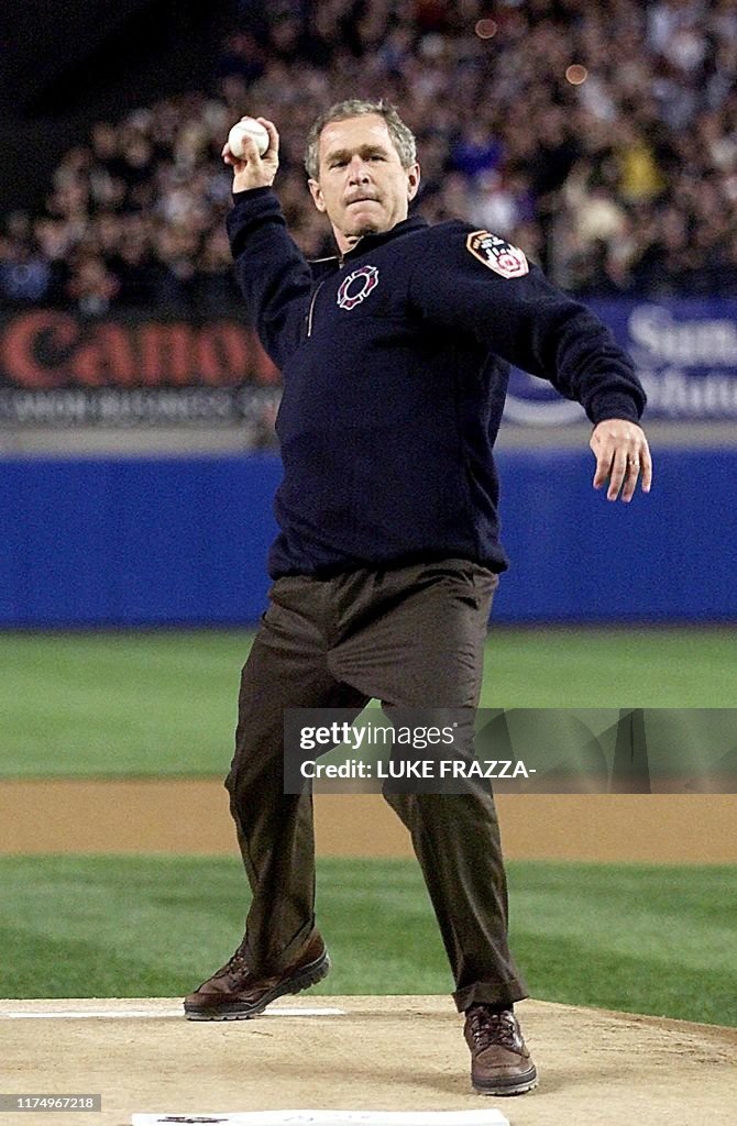 Bush Baseball US President George W. Bush throws out the ceremonial