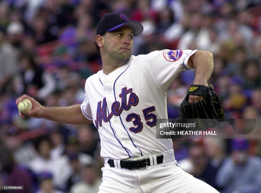 Rick Reed Mets Card Right-handed pitcher Rick Reed of the New York Mets pitches to the ...