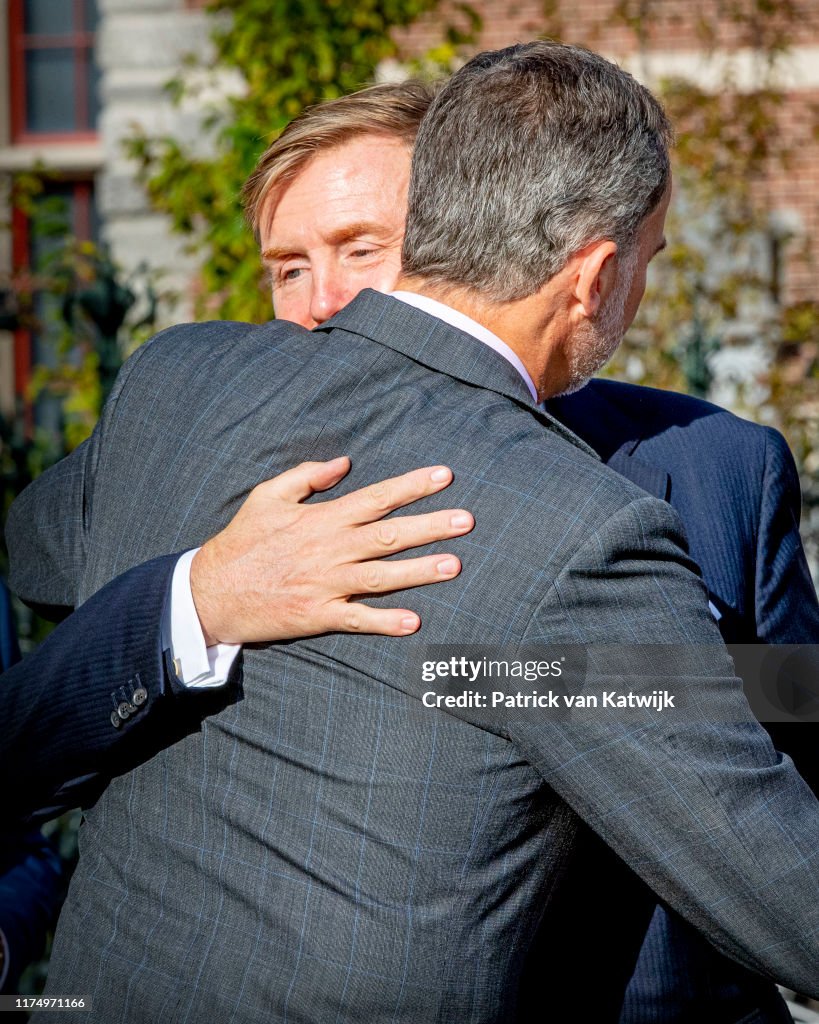King Felipe Of Spain And King Willem-Alexander Of The Netherlands At Opening Rembrandt Velázquez Exhibition At Rijksmuseum 10 October