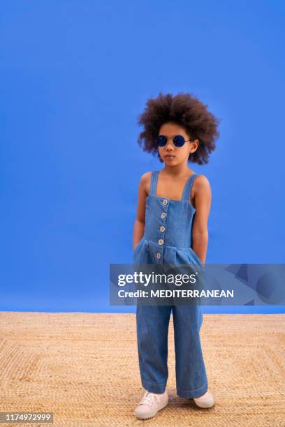 fashion ethnic girl with jeans and sunglasses - fashion kids stock pictures, royalty-free photos & images