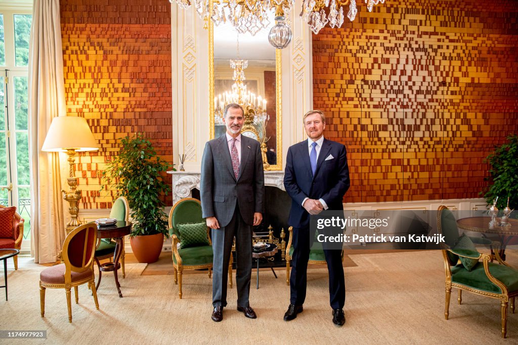 King Willem-Alexander Of The Netherlands Welcomes King Felipe Of Spain at Palace Huis Ten Bosch