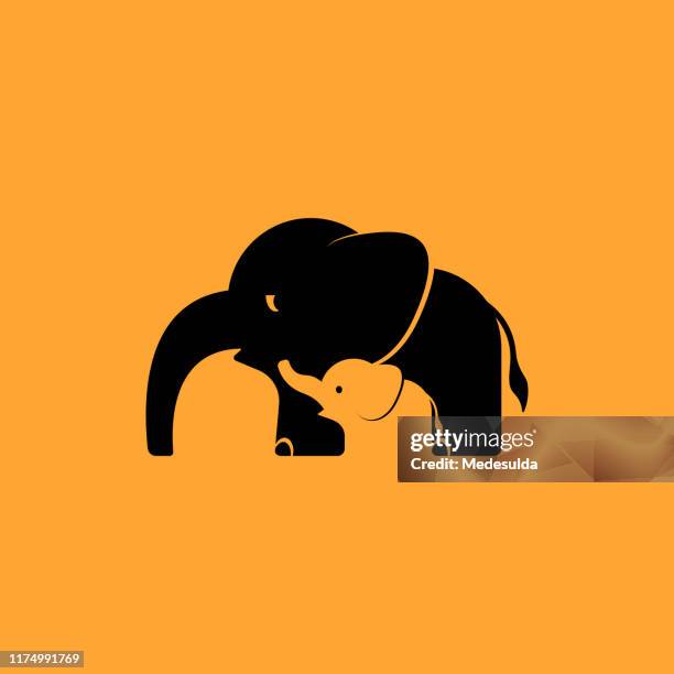 female elephant and her baby - baby logo stock illustrations