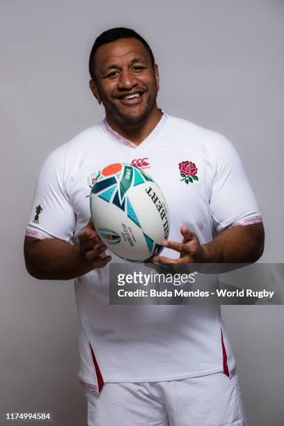 Mako Vunipola of England poses for a portrait during the England Rugby World Cup 2019 squad photo call on September 15, 2019 in Miyazaki, Japan.