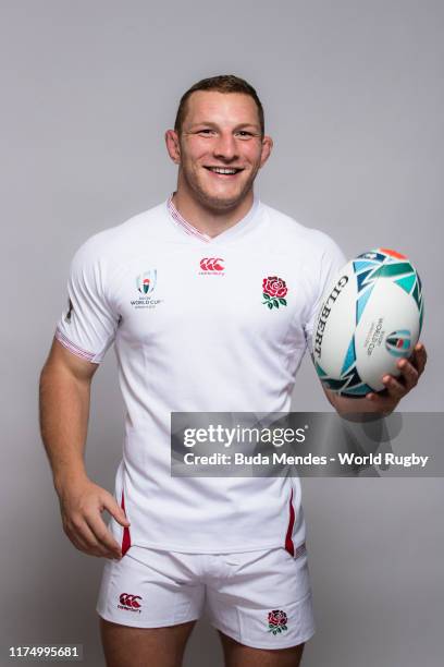 Sam Underhill of England poses for a portrait during the England Rugby World Cup 2019 squad photo call on September 15, 2019 in Miyazaki, Japan.