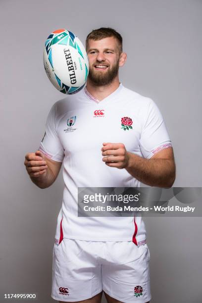 George Kruis of England poses for a portrait during the England Rugby World Cup 2019 squad photo call on September 15, 2019 in Miyazaki, Japan.