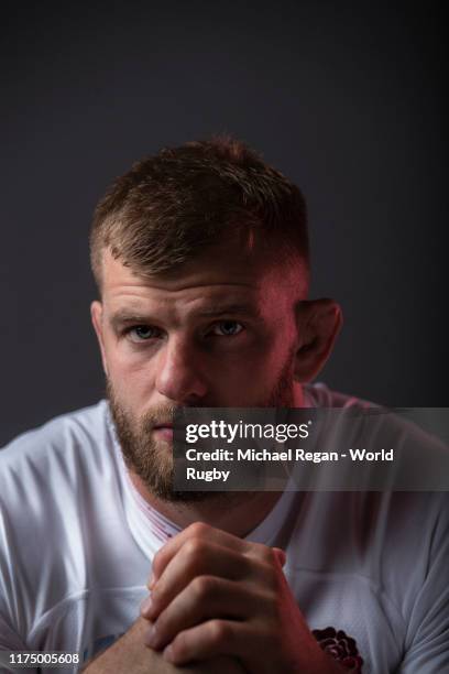 George Kruis of England poses for a portrait during the England Rugby World Cup 2019 squad photo call on September 15, 2019 in Miyazaki, Japan.