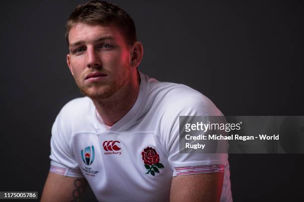 Ruaridh McConnochie of England poses for a portrait during the England Rugby World Cup 2019 squad photo call on September 15, 2019 in Miyazaki, Japan.