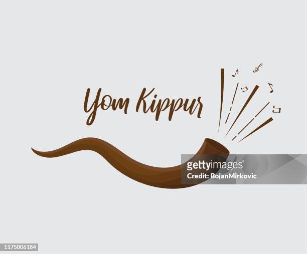 ilustraciones, imágenes clip art, dibujos animados e iconos de stock de tarjeta yom kippur con shofar. vector - fasting activity
