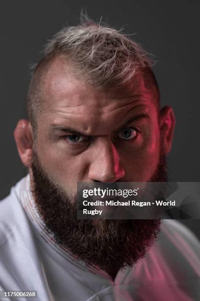 Joe Marler of England poses for a portrait during the England Rugby World Cup 2019 squad photo call on September 15, 2019 in Miyazaki, Japan.