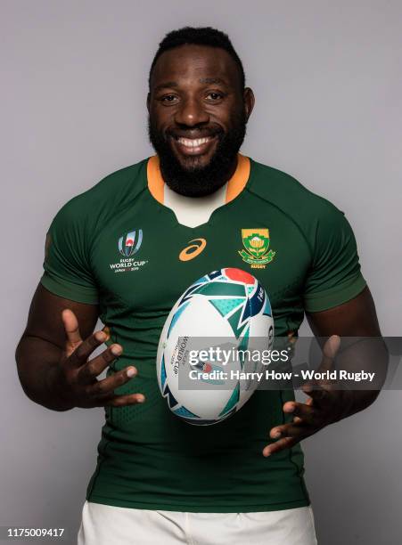 Tendai Mtawarira of South Africa poses for a portrait during the South Africa Rugby World Cup 2019 squad photo call on September 15, 2019 in Tokyo,...