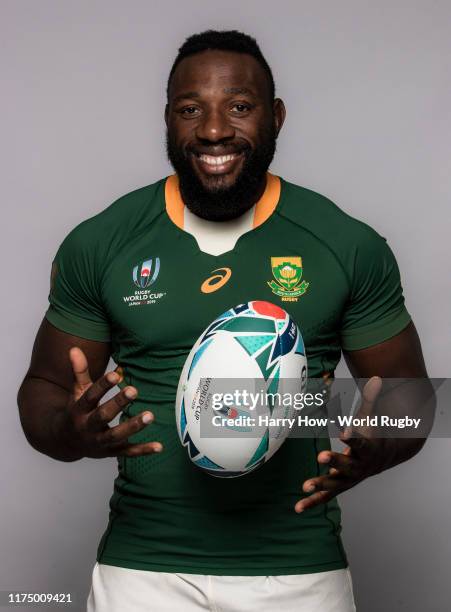 Tendai Mtawarira of South Africa poses for a portrait during the South Africa Rugby World Cup 2019 squad photo call on September 15, 2019 in Tokyo,...