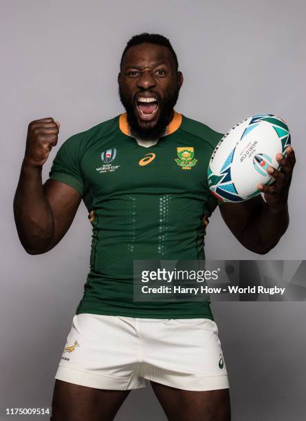 Tendai Mtawarira of South Africa poses for a portrait during the South Africa Rugby World Cup 2019 squad photo call on September 15, 2019 in Tokyo,...