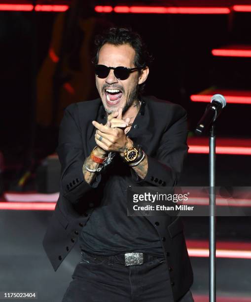 Singer Marc Anthony performs during the kickoff of his Opus tour at The Zappos Theater at Planet Hollywood Resort & Casino on September 15, 2019 in...
