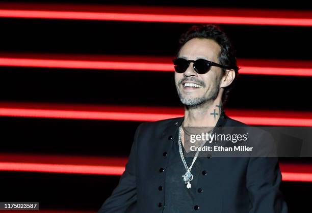 Singer Marc Anthony performs during the kickoff of his Opus tour at The Zappos Theater at Planet Hollywood Resort & Casino on September 15, 2019 in...