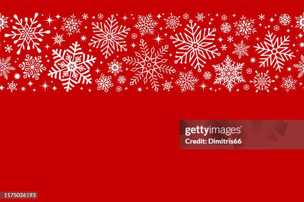stockillustraties, clipart, cartoons en iconen met naadloze snowflake border - feest en gedenkdagen