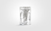Blank silver zipper pouch mock up stand isolated
