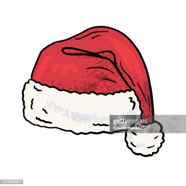 hand drawn santa hat - santa hat stock illustrations