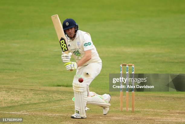 Liam Dawson of Hampshire bats during Day One of The Specsavers Division One County Championship match Hampshire and Somerset at The Ageas Bowl on...