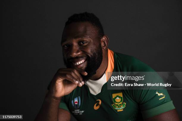 Tendai Mtawarira of South Africa poses for a portrait during the South Africa Rugby World Cup 2019 squad photo call on September 15, 2019 in Tokyo,...