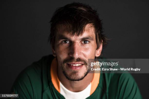 Eben Etzebeth of South Africa poses for a portrait during the South Africa Rugby World Cup 2019 squad photo call on September 15, 2019 in Tokyo,...