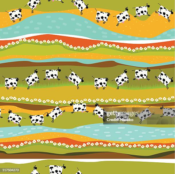 fanny cows - seamless texture - funny cow stock illustrations