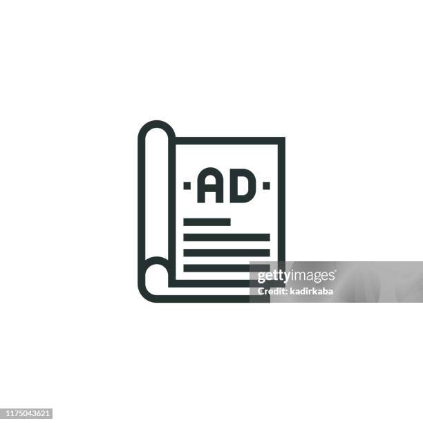 magazin anzeigen linie symbol - a4 papier stock-grafiken, -clipart, -cartoons und -symbole