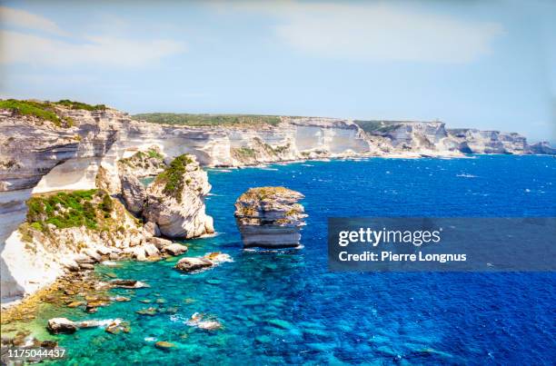 cliffs of bonifacio, corsica, france - corsica foto e immagini stock