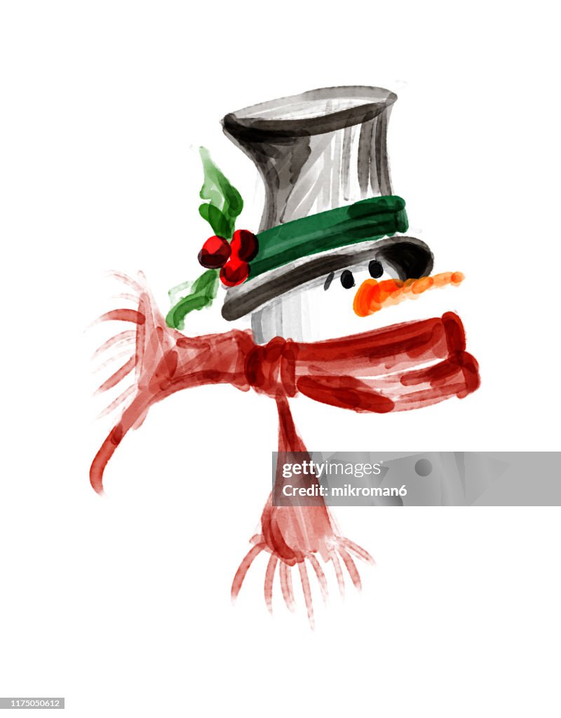 Christmas illustration of snowman - christmas card