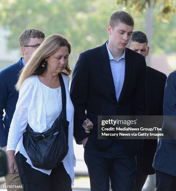 Brock Turner right, makes his way into the Santa Clara Superior Courthouse in Palo Alto, Calif., on Thursday, June 2, 2016. Brock, a former Stanford...