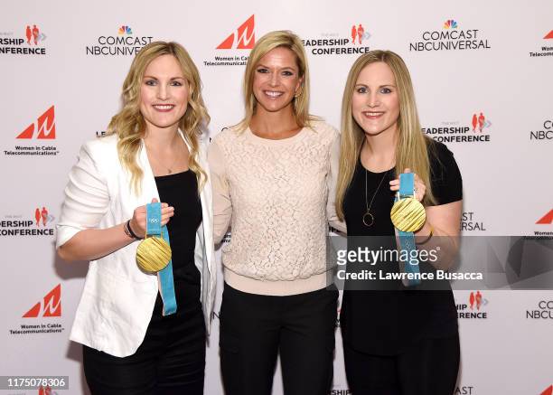 Jocelyne Lamoureux-Davidson, Kathryn Tappen, and Monique Lamoureux-Morando attend WICT Leadership Conference And Touchstones Luncheon at The New York...