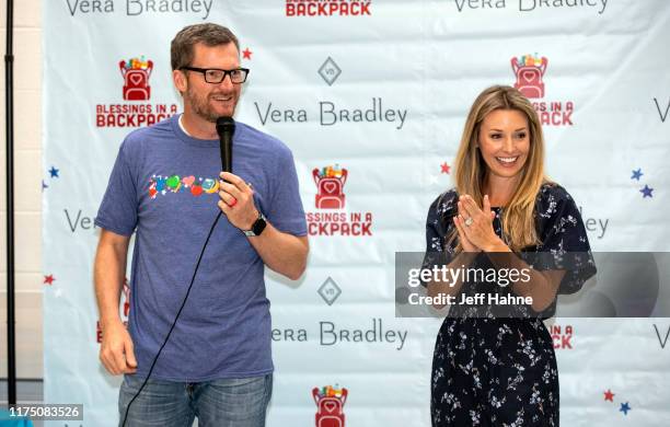 Dale Earnhardt Jr. And his wife Amy surprised students for the Vera Bradley x Blessings In A Backpack Event at Shepherd Elementary on September 16,...