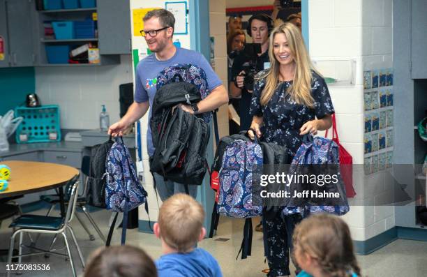 Dale Earnhardt Jr. And his wife Amy surprised students for the Vera Bradley x Blessings In A Backpack Event at Shepherd Elementary on September 16,...