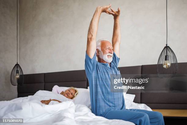 another beautiful morning - old man waking up stock pictures, royalty-free photos & images