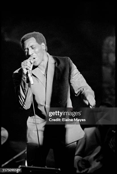 Singer Otis Redding performing at the Monterey Pop Festival at the Monterey Country Fairgrounds on June 17, 1967 in Monterey, California.