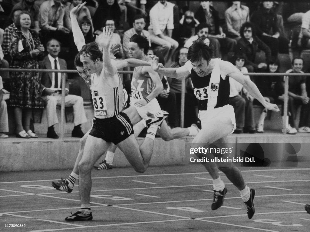 Swiss Championships 1977 Basle, finals 100m Fähndrich wins ahead of