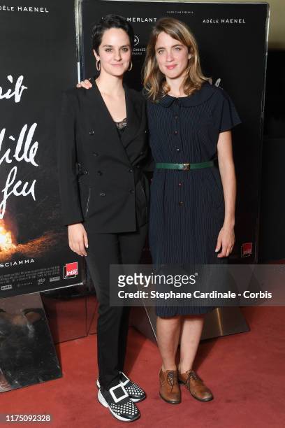 Actresses Noemie Merlant and Adele Haenel attend the Premiere of 'Portrait de la Jeune Fille En Feu', at UGC Les Halles on September 16, 2019 in...