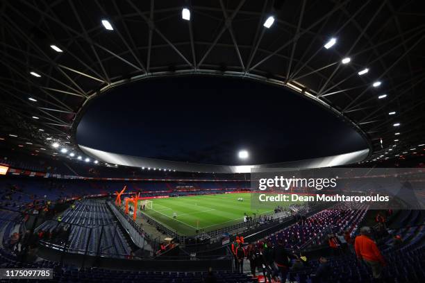 General view inside the stadium prior to kick off during the UEFA Euro 2020 qualifier between Netherlands and Northern Ireland at the De Kuip Stadium...