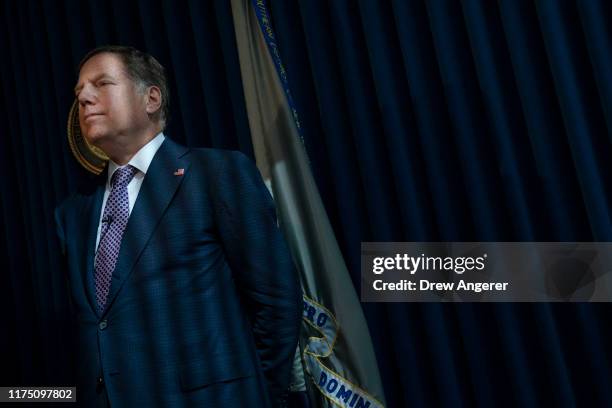 Geoffrey Berman, U.S. Attorney for the Southern District of New York, attends a press conference at the U.S. Attorneys office of Southern District of...
